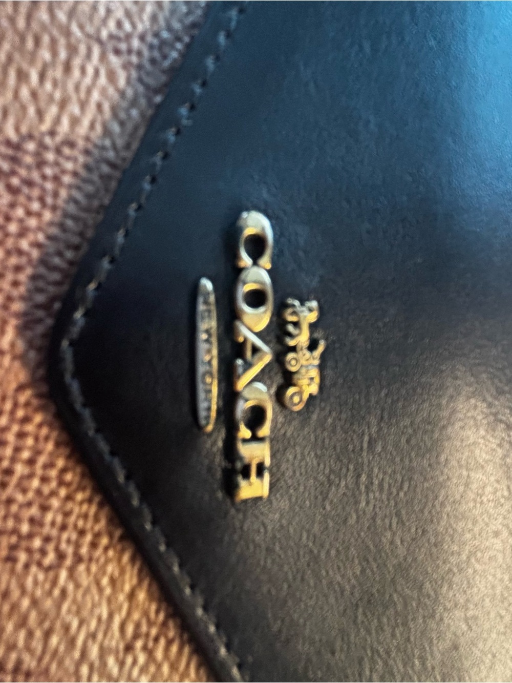 Coach Brown Signature Leather Wallet with Black Leather Flap/Gold Hardware - Picture 10 of 10